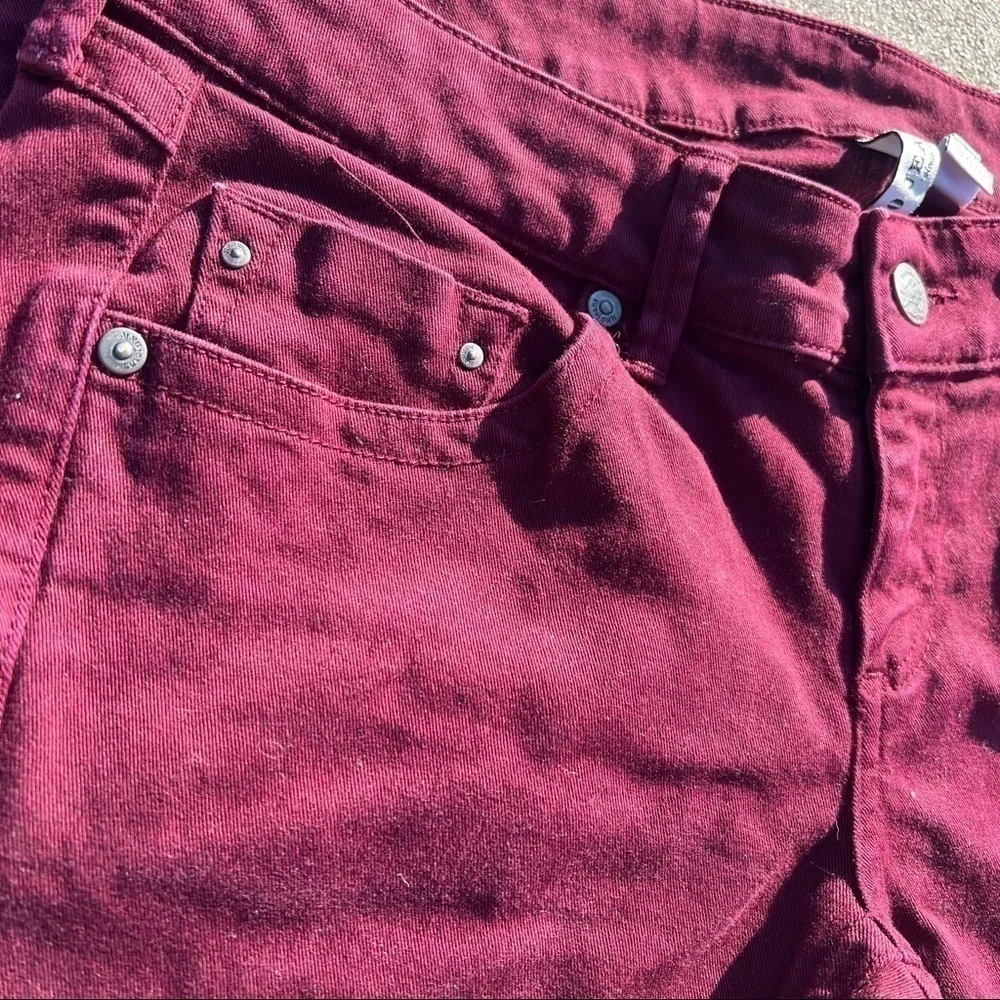 MANGO Jeans Women's Size 6 Wine Burgundy Skinny Slacks Pants Purple Slim Stretch
